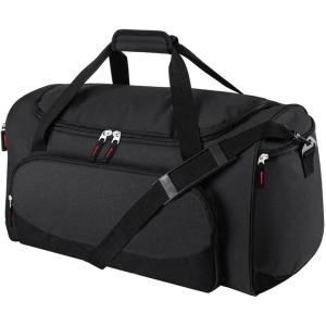Heavy Duty Duffle Bag for Men, 55L Large Durable Gym Duffel Bag for Workout, Sports, Travel Gear – Gray(Black)