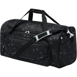 Heavy Duty Duffle Bag for Men, 55L Large Durable Gym Duffel Bag for Workout, Sports, Travel Gear – Gray(Marble Black)