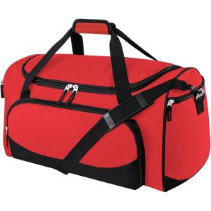 Heavy Duty Duffle Bag for Men, 55L Large Durable Gym Duffel Bag for Workout, Sports, Travel Gear – Gray(Red)