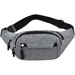 KICHOUSE Durable Oxford Cloth Running Belt Fanny Pack Waist Bag for Men Stylish Sports Accessory for Travel Hiking and Outdoor Activities Grey(Grey)