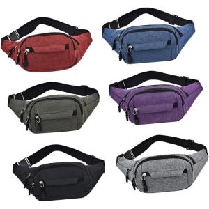 KICHOUSE Durable Oxford Cloth Running Belt Fanny Pack Waist Bag for Men Stylish Sports Accessory for Travel Hiking and Outdoor Activities Grey(Purple)
