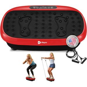 Lifepro Vibration Plate Exercise Machine with Magnetic Acupoints – Full Body Vibration Platform for Beginners and Recovery – Ideal Lymphatic Drainage Massager for Muscle Toning and Overall Fitness(Red)