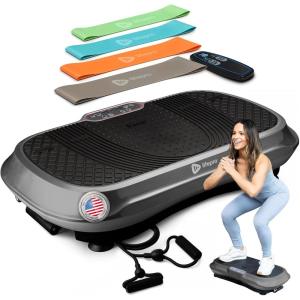 Lifepro Waver Vibration Plate Exercise Machine for Lymphatic Drainage, Muscle Activation, Full-Body Workout Vibrating Platform with Loop Bands, Fitness Equipment for Strength Toning & Fat Loss(Gray)