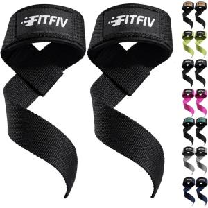 Lifting Straps for Weightlifting, Lifting Wrist Straps for Gym Strength Training, Neoprene-padded Wrist Cushion – Men & Women(Black)