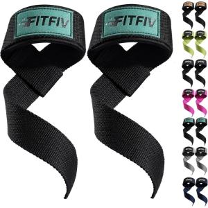 Lifting Straps for Weightlifting, Lifting Wrist Straps for Gym Strength Training, Neoprene-padded Wrist Cushion – Men & Women(Black Green)