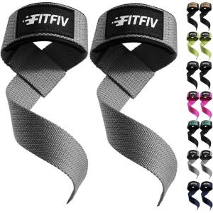 Lifting Straps for Weightlifting, Lifting Wrist Straps for Gym Strength Training, Neoprene-padded Wrist Cushion – Men & Women(Gray)