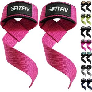 Lifting Straps for Weightlifting, Lifting Wrist Straps for Gym Strength Training, Neoprene-padded Wrist Cushion – Men & Women(Pink)