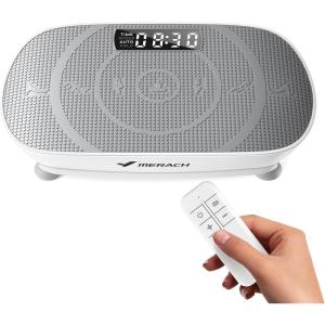 MERACH Vibration Plate Exercise Machine, Curved Vibration Plate for Lymphatic Drainage Weight Loss, Vibrating Plate with Real-Time Calorie Tracking on LED Display, Workout Equipment for Home Women Men(Grey)