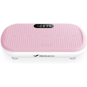 MERACH Vibration Plate Exercise Machine, Vibration Plate 440 Lbs Capacity, Bluetooth and Silicone Pedal, Stimulate Deep Fat, Vibration Plate for Lymphatic Drainage, Vibrating for Weight Loss(Pink)