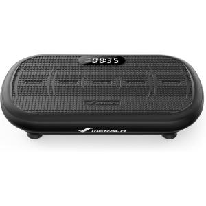 MERACH Vibration Plate Exercise Machine, Vibration Plate 440 Lbs Capacity, Bluetooth and Silicone Pedal, Stimulate Deep Fat, Vibration Plate for Lymphatic Drainage, Vibrating for Weight Loss(Black)