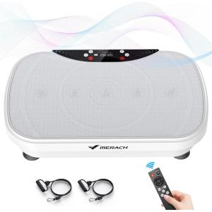MERACH Vibration Plate Exercise Machine, Vibration Plate for Lymphatic Drainage Weight Loss, Vibrating Plate Exercise Machine with Bluetooth and LED Display, Workout Equipment for Women Men Home(Grey)