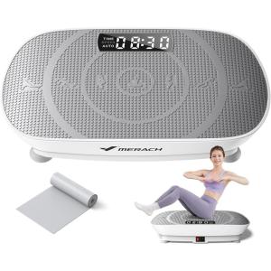MERACH Vibration Plate Exercise Machine, Whole Body Workout Equipment for Women, Bluetooth and Silicone Pedal, Vibration Plate with Auto Mode, Vibrate Fitness Platform for Home(Grey)