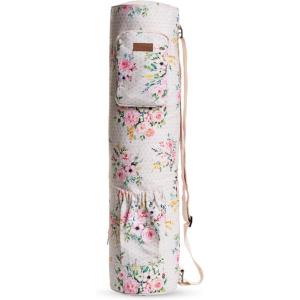 Maison d’ Hermine Yoga Mat bag, Cylindrical bag for Woman&Men, yoga mat Bag &Adjustable shoulder straps Yoga Mat Carrier Bag with Drawstring Water Bottle Pocket and zipper pocket(Sweet Rose Lavender)