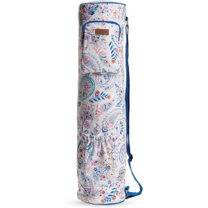 Maison d’ Hermine Yoga Mat bag, Cylindrical bag for Woman&Men, yoga mat Bag &Adjustable shoulder straps Yoga Mat Carrier Bag with Drawstring Water Bottle Pocket and zipper pocket(Indian Floral)