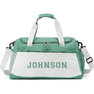 Personalized Duffel Bag Custom Sport Gym Travel Bags Embroidered Name Text Customized Dry Wet Separated Weekend Waterproof Bag for Women Men (A-Black)(A-Green)