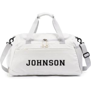 Personalized Duffel Bag Custom Sport Gym Travel Bags Embroidered Name Text Customized Dry Wet Separated Weekend Waterproof Bag for Women Men (A-Black)(A-White)