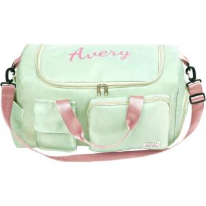 Personalized Duffel Bag Custom Sport Gym Travel Bags Embroidered Name Text Customized Dry Wet Separated Weekend Waterproof Bag for Women Men (A-Black)(B-green)