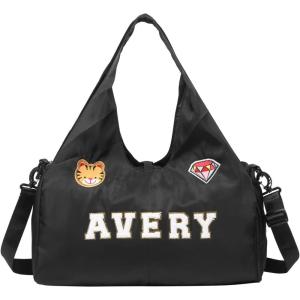 Personalized Duffel Bag Custom Sport Gym Travel Bags Embroidered Name Text Customized Dry Wet Separated Weekend Waterproof Bag for Women Men (A-Black)(C-Black)