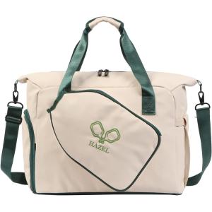 Personalized Duffel Bag Custom Sport Gym Travel Bags Embroidered Name Text Customized Dry Wet Separated Weekend Waterproof Bag for Women Men (A-Black)(D-Beige)