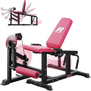 RITFIT Leg Extension and Curl Machine, 700LB Adjustable Leg Curl Machine, Seated Leg Extension and Lying Curl Machine for Home Gym, Leg Workout Equipment Compatible with 1” and 2” Plates(PINK)