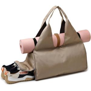 Versatile Sports Duffel Bag, Gym Handbag, Multipurpose Yoga Mat Bag with Shoe Compartment for Yoga, Pilates, Gym, Fitness, Swimming & Traveling (Black)(Khaki)