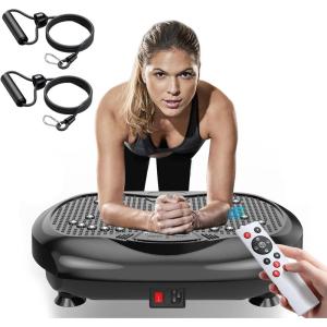 Vibration Plate Exercise Machine – Whole Body Workout Vibration Platform Lymphatic Drainage Machine for Weight Loss Home Fitness with Resistance Bands Remote(Black)
