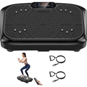 Vibration Plate Exercise Machine 450 Lbs Capacity,Vibrating Plate for Lymphatic Drainage,Power Shake Plate 199 Speeds for Weight Loss,Full Body Vibration Platform Machines for Women Men(Pitch Black)