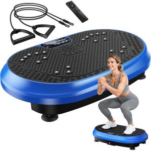 Vibration Plate Exercise Machine, Vibrating Fitness Platform for Lymphatic Drainage, Full Body Shaker Workout Equipment, Bluetooth Power Shaping Vibrate Plate, Board Sport for Home Exercise Gym, Blue