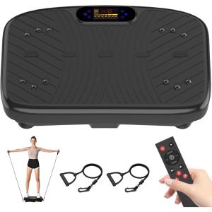 Vibration Plate Exercise Machine, Vibrating Plate Platform for Lymphatic Drainage with 200 Adjustable Speeds, Power Vibration Plate for Weight Loss & Fitness, Supports Weight 450 Lbs(Jet Black)