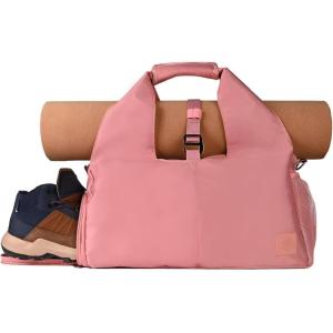 Yoga Bags for Women with Yoga Mat Bags Carrier Carryall Polyester Tote Bag for Pilates Shoulder for Travel Office Beach Workout(Pink)