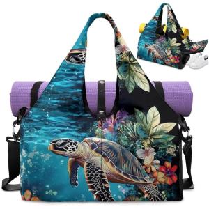 Yoga Mat Bag for Men Women Canvas Yoga Mat Carrier Take In Out Mat Easily for Beach Swim Bags Pool Sports Gym(Hawaiian Sea Turtle)