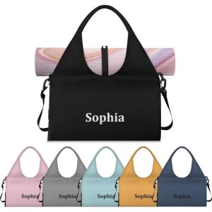 Yoga-Bag Small-Gym-Bag for Women Personalized Beige Yoga-Mat-Bag with Shoe Compartment Gym Accessories for Women(Black)