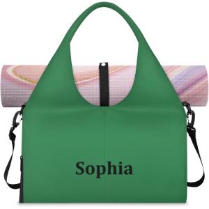 Yoga-Bag Small-Gym-Bag for Women Personalized Beige Yoga-Mat-Bag with Shoe Compartment Gym Accessories for Women(Dark Green)