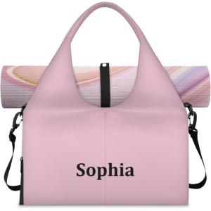 Yoga-Bag Small-Gym-Bag for Women Personalized Beige Yoga-Mat-Bag with Shoe Compartment Gym Accessories for Women(Pink)