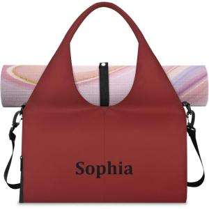 Yoga-Bag Small-Gym-Bag for Women Personalized Beige Yoga-Mat-Bag with Shoe Compartment Gym Accessories for Women(Red)