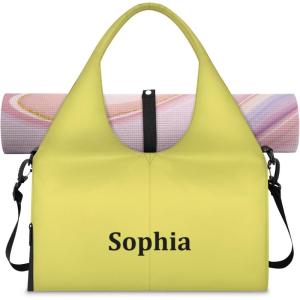 Yoga-Bag Small-Gym-Bag for Women Personalized Beige Yoga-Mat-Bag with Shoe Compartment Gym Accessories for Women(Yellow)