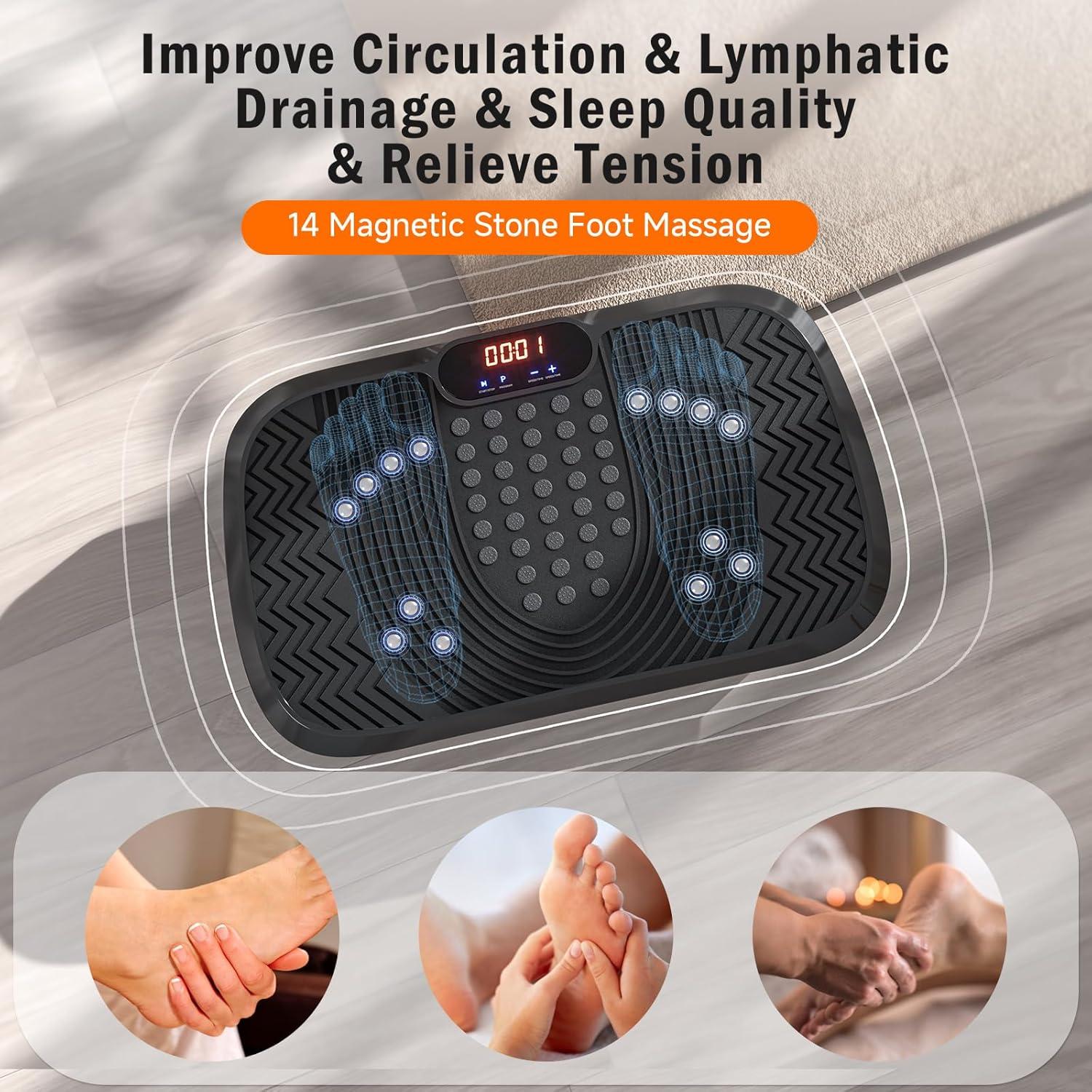 imageVibration Plate Exercise Machine Vibrating Plate for Lymphatic Drainage with 240 Adjustable Speeds Full Body Vibration Plate Fitness Platform for Weight Loss Bluetooth Music Women and Men