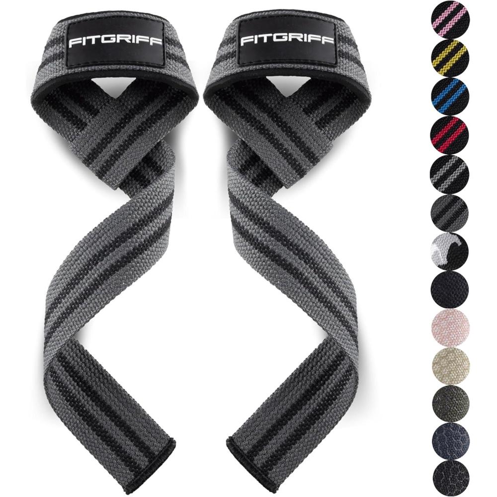 imageFitgriff Lifting Wrist Straps for Weightlifting Gym Deadlift Workout Made of Premium Cotton ampamp Padded Men ampamp WomenGrey