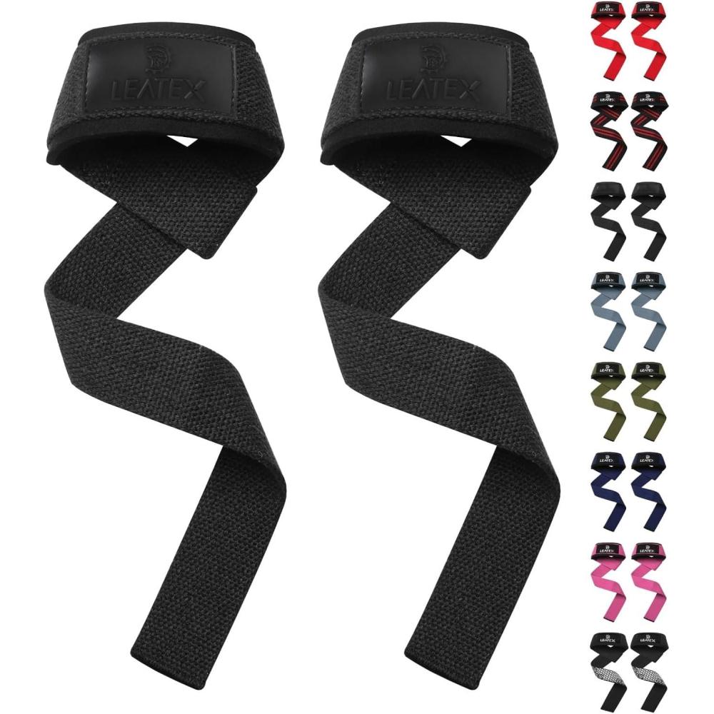 imageLifting Wrist Straps for Weightlifting Weight Lifting Straps Gym Grip Power Workouts Lifting Straps Neoprene Padded 24quot Cotton Men Women Wrap Lift Deadlift Straps Hard Pull ExerciseBlack