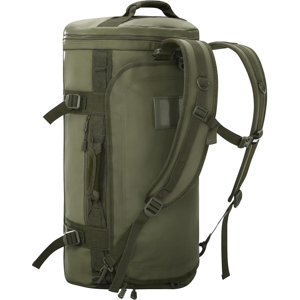 imageMIER Large Duffel Backpack Sports Gym Bag with Shoe Compartment Heavy Duty and Water Resistant Black 60LDark Green