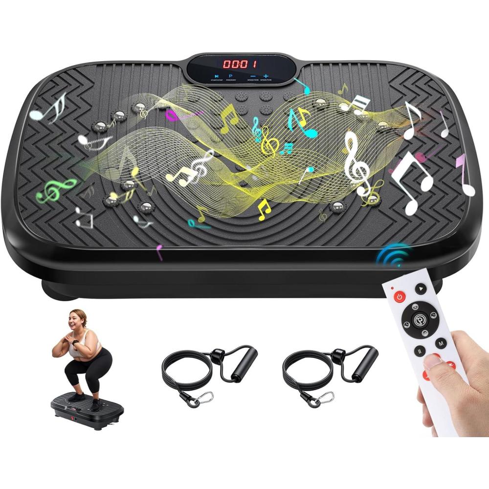 imageVibration Plate Exercise Machine Vibrating Plate for Lymphatic Drainage with 240 Adjustable Speeds Full Body Vibration Plate Fitness Platform for Weight Loss Bluetooth Music Women and Men