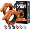 DMoose Fitness Barbell Clips 2 Inch (Pair) – Quick Release Olympic Barbell Clamps & Collars with Anti Slip TPR Grip for Secure Weightlifting and Powerlifting – Weight Clips for Bars at Home or Gym(Orange)