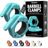 DMoose Fitness Barbell Clips 2 Inch (Pair) – Quick Release Olympic Barbell Clamps & Collars with Anti Slip TPR Grip for Secure Weightlifting and Powerlifting – Weight Clips for Bars at Home or Gym(Cyan)