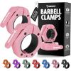 DMoose Fitness Barbell Clips 2 Inch (Pair) – Quick Release Olympic Barbell Clamps & Collars with Anti Slip TPR Grip for Secure Weightlifting and Powerlifting – Weight Clips for Bars at Home or Gym(Pink)