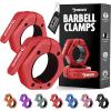 DMoose Fitness Barbell Clips 2 Inch (Pair) – Quick Release Olympic Barbell Clamps & Collars with Anti Slip TPR Grip for Secure Weightlifting and Powerlifting – Weight Clips for Bars at Home or Gym(Red)
