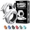 DMoose Fitness Barbell Clips 2 Inch (Pair) – Quick Release Olympic Barbell Clamps & Collars with Anti Slip TPR Grip for Secure Weightlifting and Powerlifting – Weight Clips for Bars at Home or Gym(White)