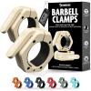 DMoose Fitness Barbell Clips 2 Inch (Pair) – Quick Release Olympic Barbell Clamps & Collars with Anti Slip TPR Grip for Secure Weightlifting and Powerlifting – Weight Clips for Bars at Home or Gym(Beige)