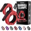DMoose Fitness Barbell Clips 2 Inch (Pair) – Quick Release Olympic Barbell Clamps & Collars with Anti Slip TPR Grip for Secure Weightlifting and Powerlifting – Weight Clips for Bars at Home or Gym(Red)