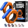 DMoose Fitness Barbell Clips 2 Inch (Pair) – Quick Release Olympic Barbell Clamps & Collars with Anti Slip TPR Grip for Secure Weightlifting and Powerlifting – Weight Clips for Bars at Home or Gym(Orange)