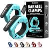 DMoose Fitness Barbell Clips 2 Inch (Pair) – Quick Release Olympic Barbell Clamps & Collars with Anti Slip TPR Grip for Secure Weightlifting and Powerlifting – Weight Clips for Bars at Home or Gym(Cyan)